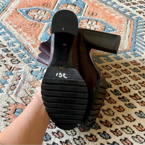 Paige Natasha Wine Red Water Resistant Stack Heel Chelsea Booties - Picture 5 of 6